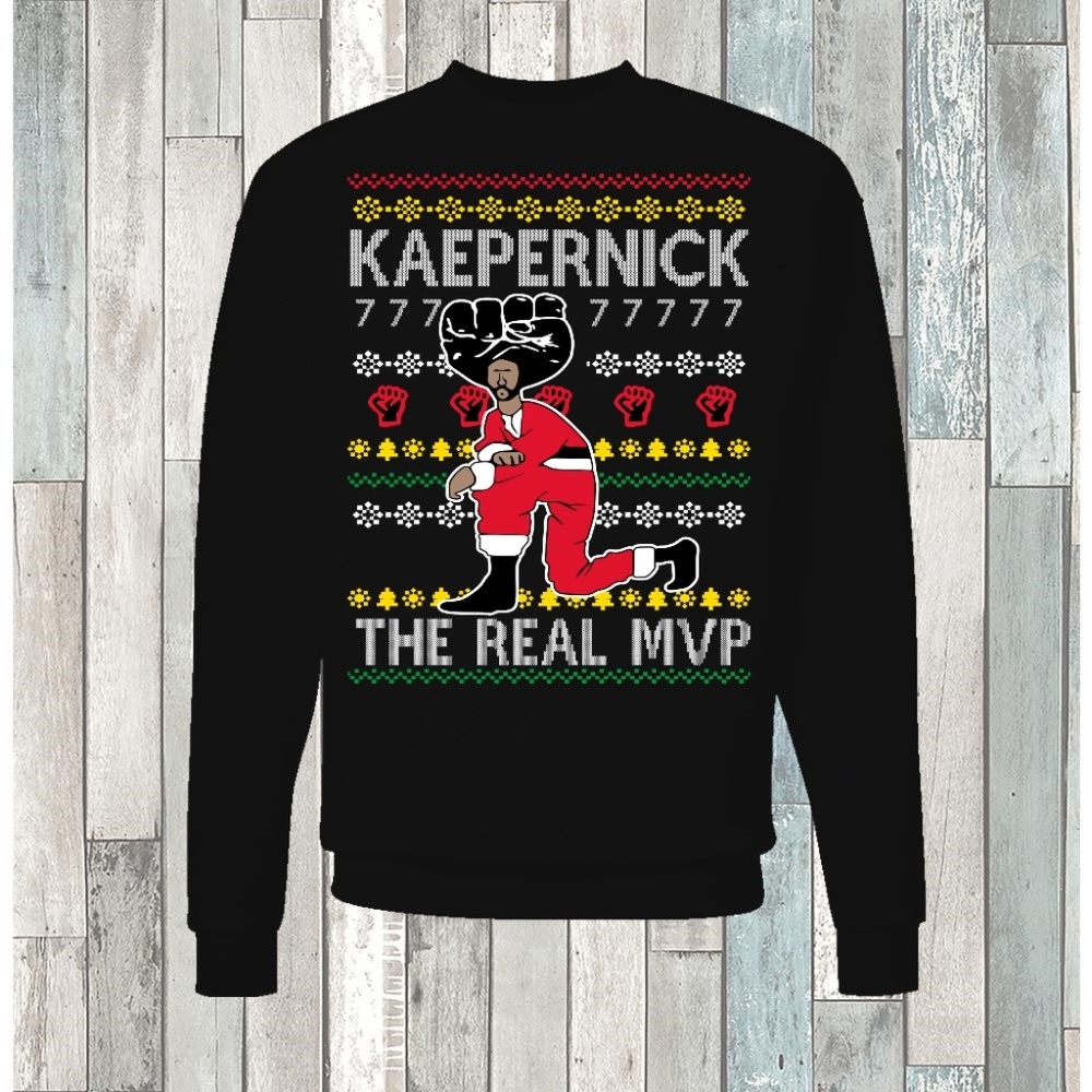Kaepernick ugly Christmas sweater, MVP